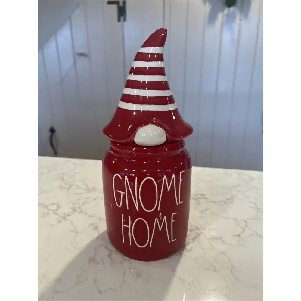Rae Dunn Gnome Home Christmas Holiday Canister With Lid, NWT